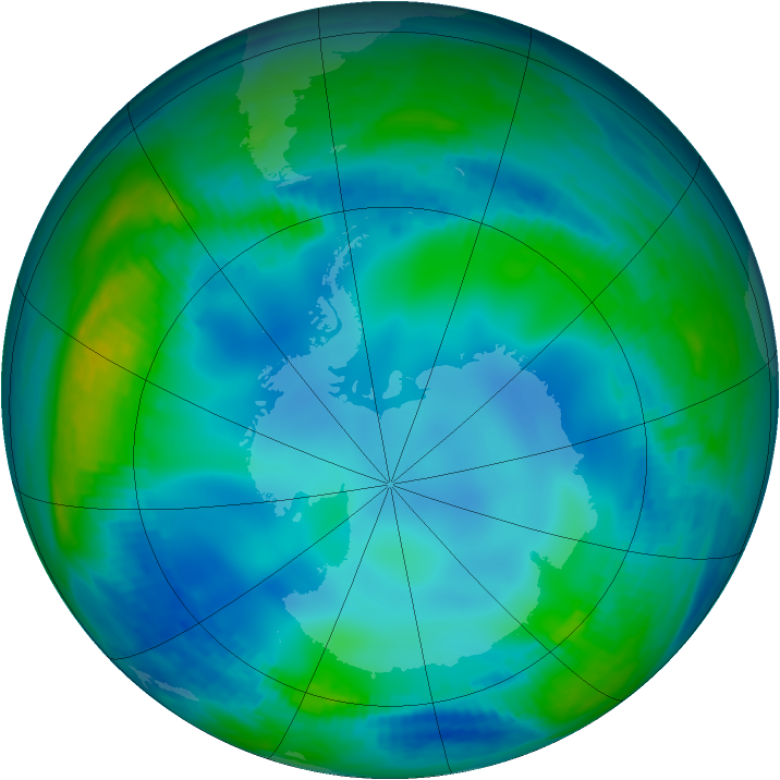 Antarctic ozone map for 29 May 2000